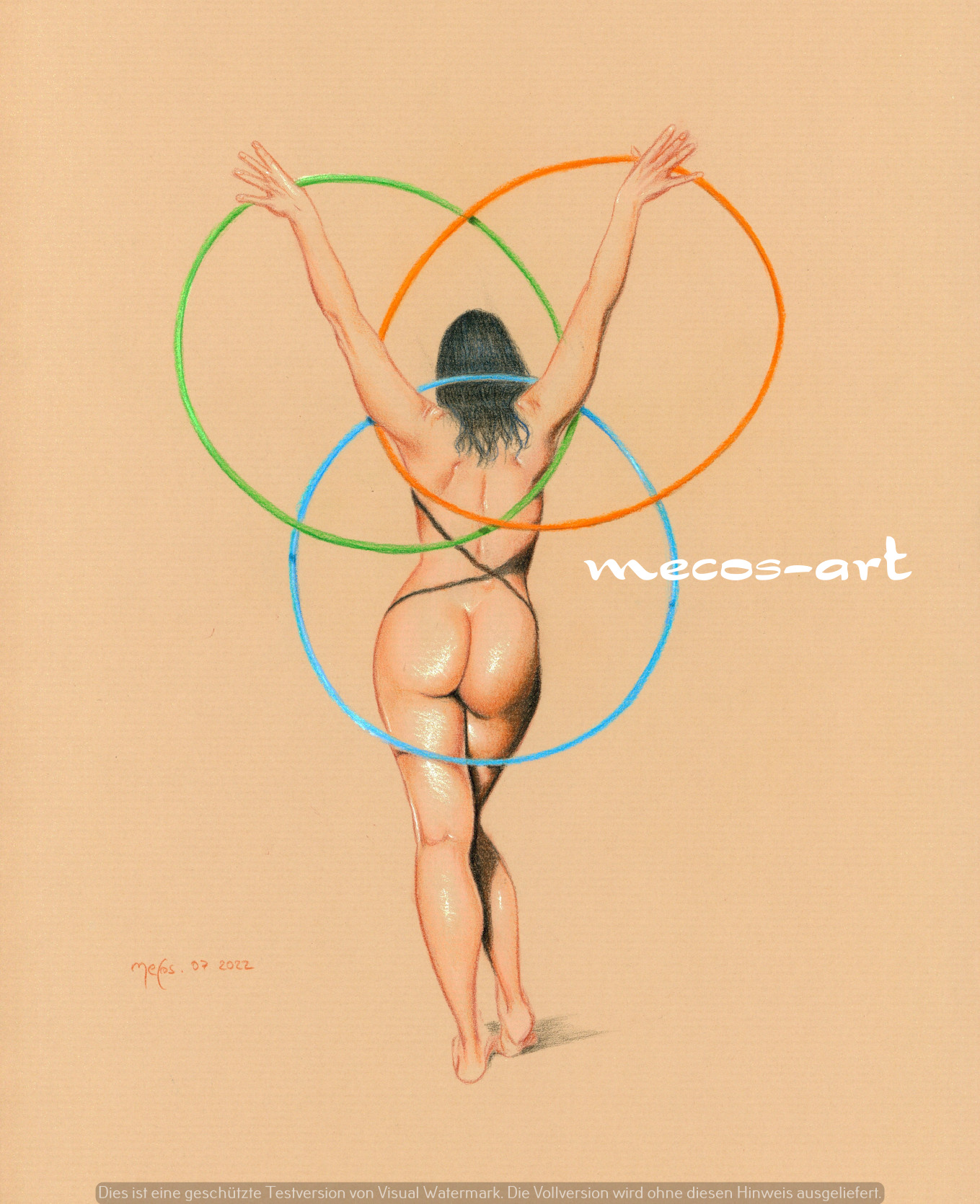 Weiblicher Akt Kunstdruck Fitness Girl Erotik ” MeCos Art ” DIN A4 – 265
